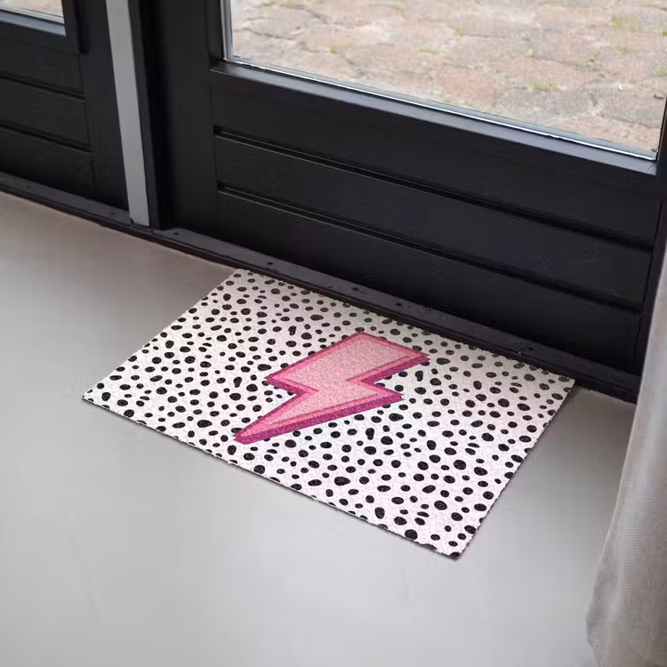 Bliksem - Roze - Stippen Deurmat klein -sfeer2