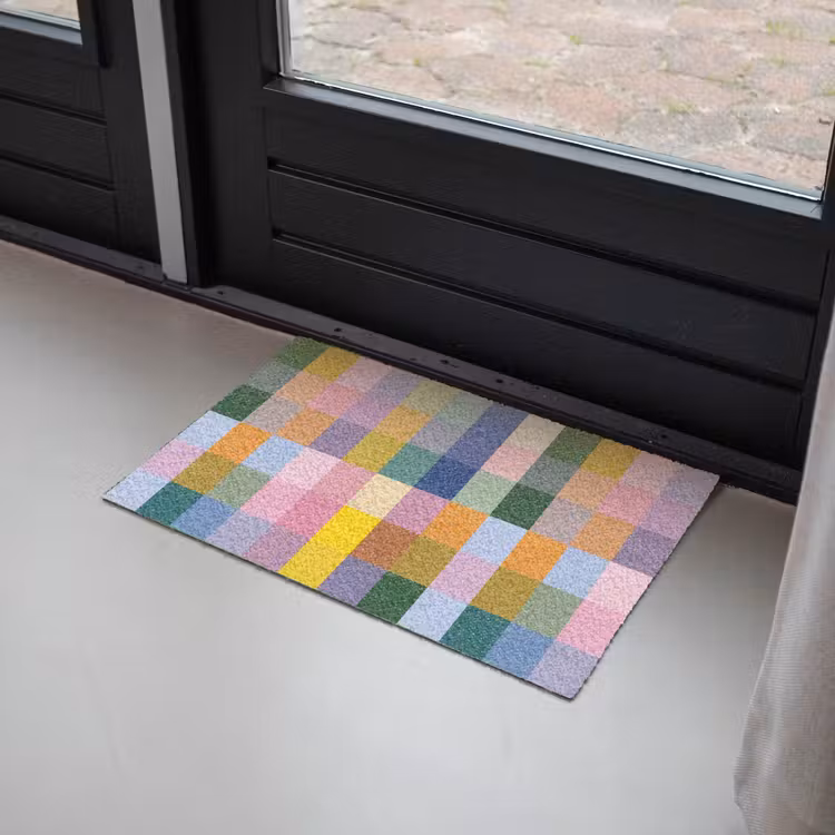 Blokken - Vierkant - Patroon - Gekleurd Deurmat klein -sfeer2