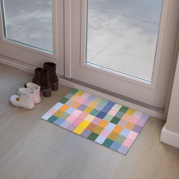 Blokken - Vierkant - Patroon - Gekleurd Deurmat klein -sfeer3