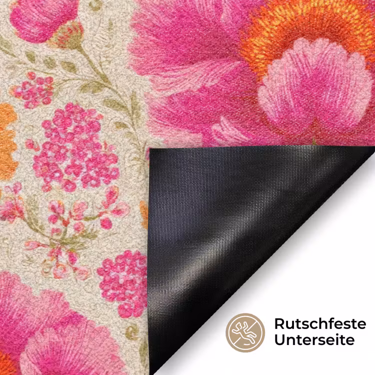 Bloemen - Barok - Roze - Oranje Deurmat klein 898 -antislip_DE
