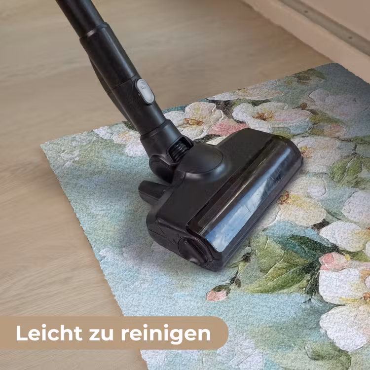 Bloesem - Bladeren - Lichtblauw Deurmat klein -reinigen_DE
