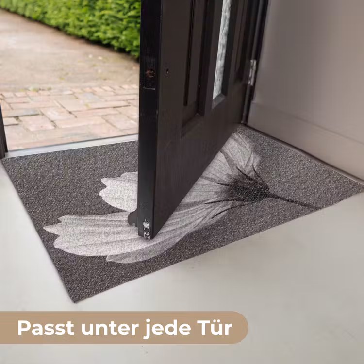 Bloem - Minimalistisch - Zwart - Wit Deurmat klein -USP_DE