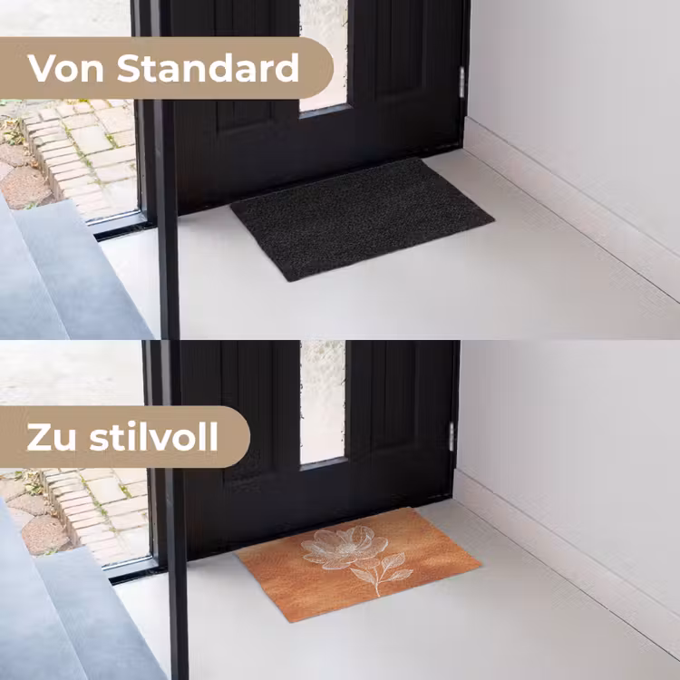 Bloem - Minimalistisch - Wit Deurmat klein -voor-na_DE