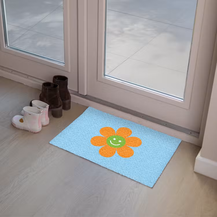 Bloem - Smiley - Kleurrijk Deurmat klein -sfeer3