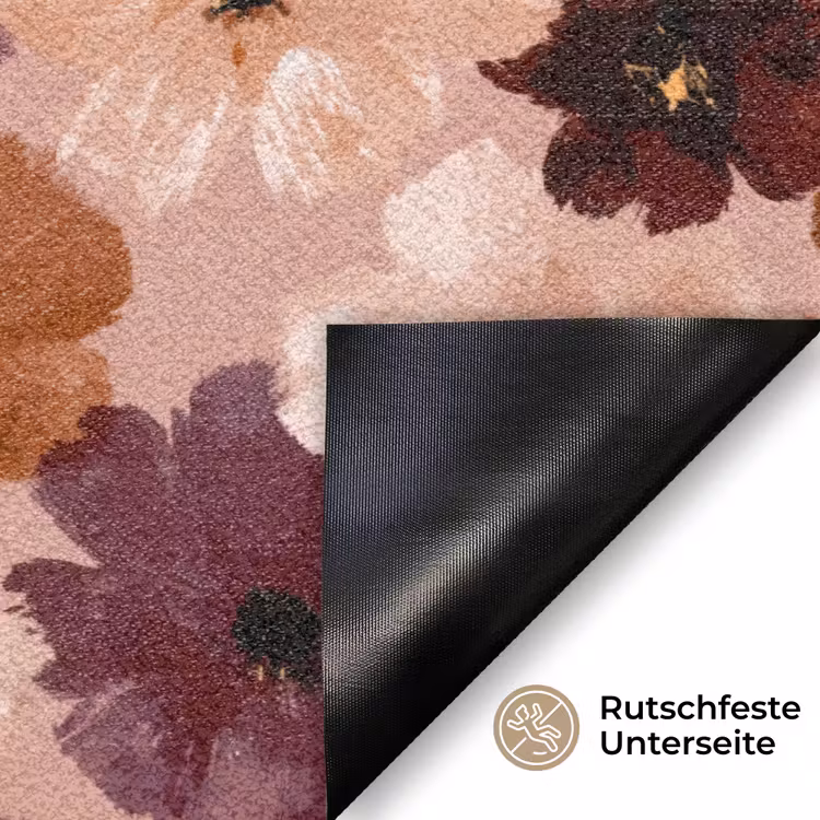 Bloemen - Abstract - Aardetinten Deurmat klein 898 -antislip_DE