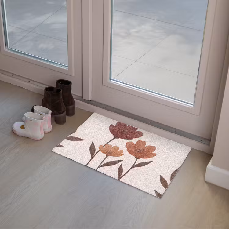 Bloemen - Abstract - Modern - Bruin - Decoratief Deurmat klein -sfeer3