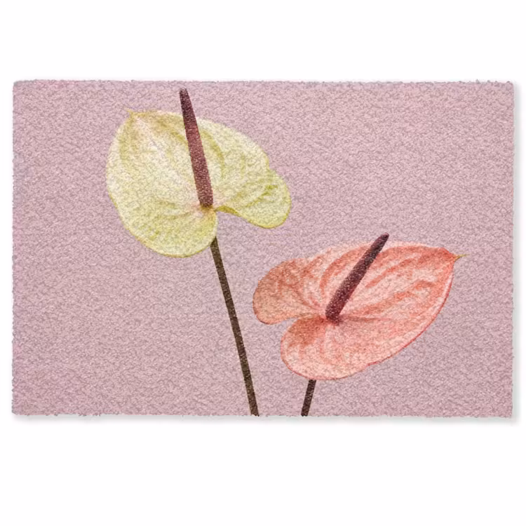 Bloemen - Anthuriums - Geel - Roze Deurmat klein -zkaufland3d
