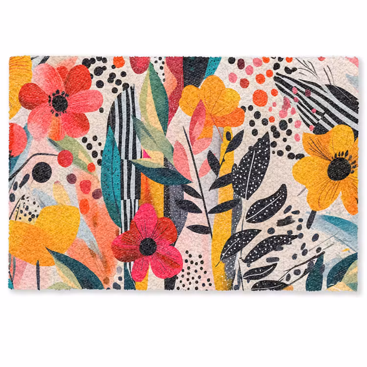 Bloemen - Bladeren - Abstract - Kleurrijk Deurmat klein -zkaufland3d