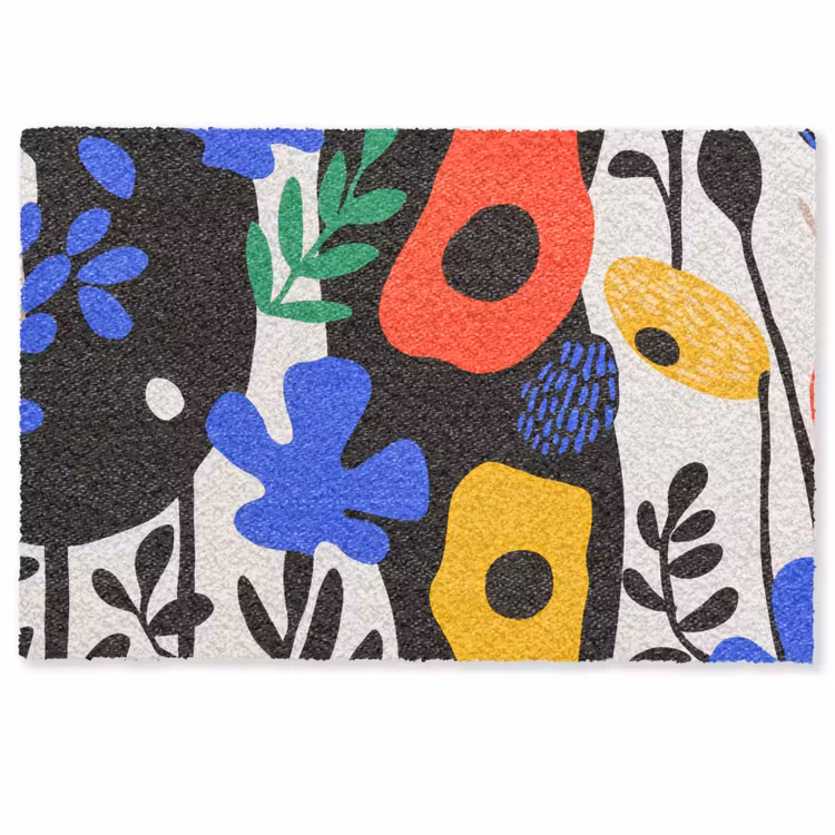 Bloemen - Bladeren - Abstract - Zwart Deurmat klein -zkaufland3d