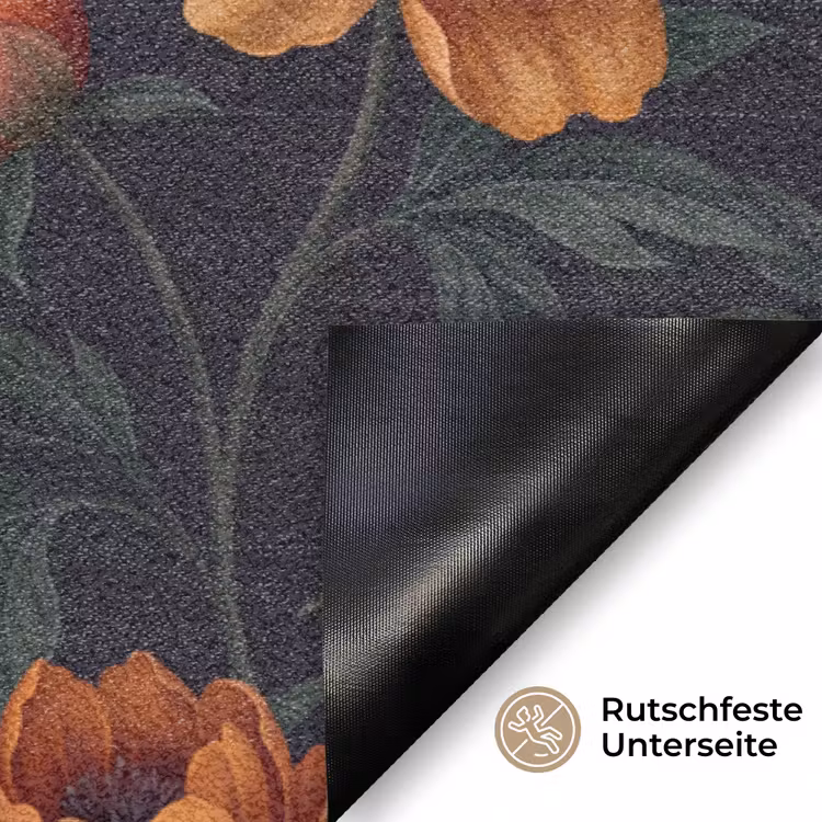 Bloemen - Bladeren - Natuur - Modern - Oranje Deurmat klein -antislip_DE