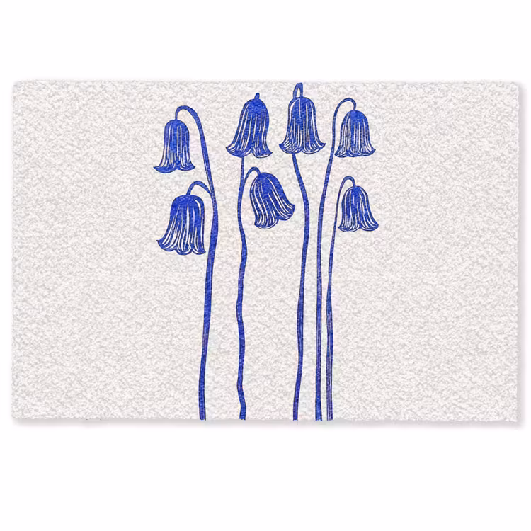 Bloemen - Blauw - Lijnen - Bloemblaadjes Deurmat klein -zkaufland3d