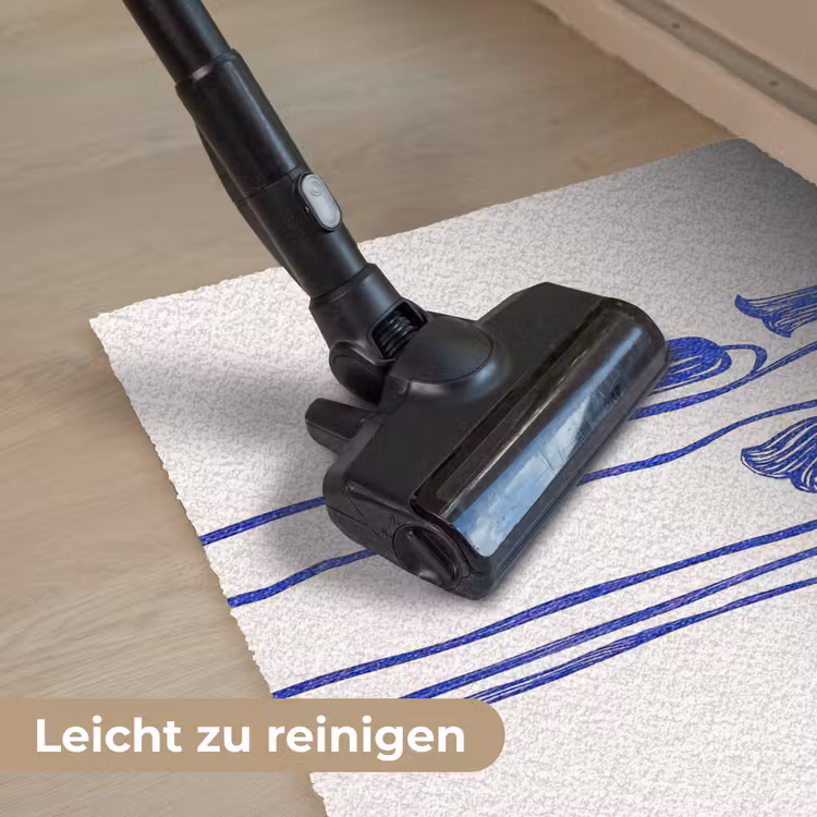 Bloemen - Blauw - Lijnen - Bloemblaadjes Deurmat klein -reinigen_DE