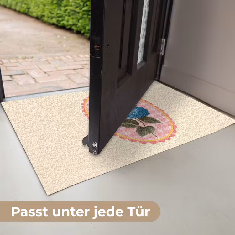 Bloemen - Blauw - Lijst - Bladeren Deurmat klein -USP_DE