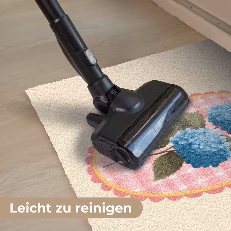 Bloemen - Blauw - Lijst - Bladeren Deurmat klein -reinigen_DE