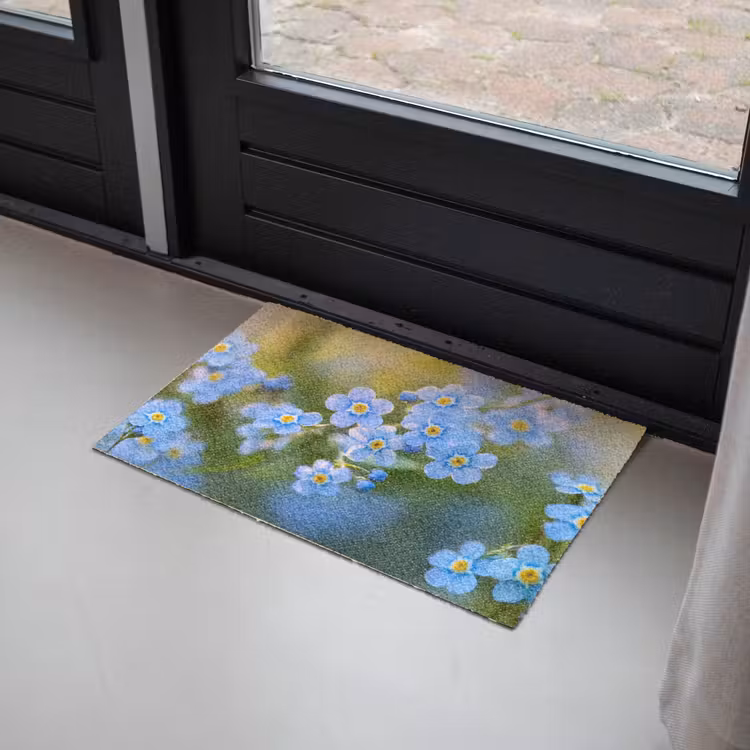 Bloemetjes - Blauw - Vergeet mij nietjes Deurmat klein -sfeer2