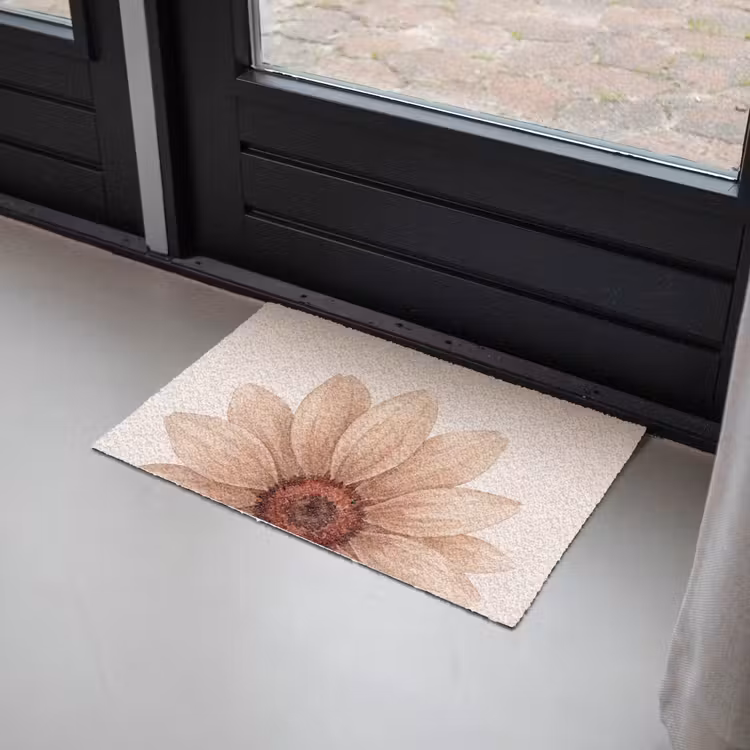 Bloemen - Bloemblad - Natuur - Aquarel - Beige Deurmat klein -sfeer2