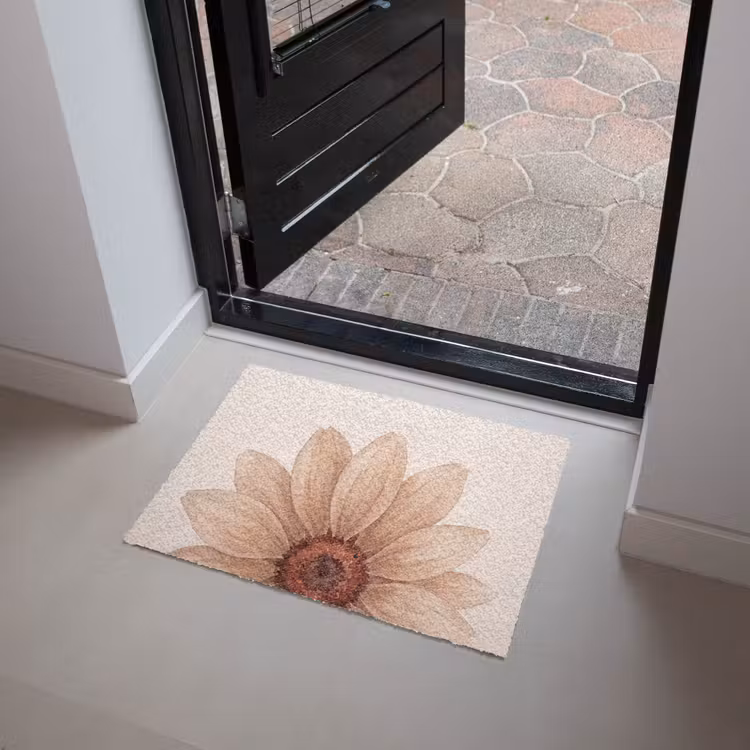 Bloemen - Bloemblad - Natuur - Aquarel - Beige Deurmat klein -sfeer5