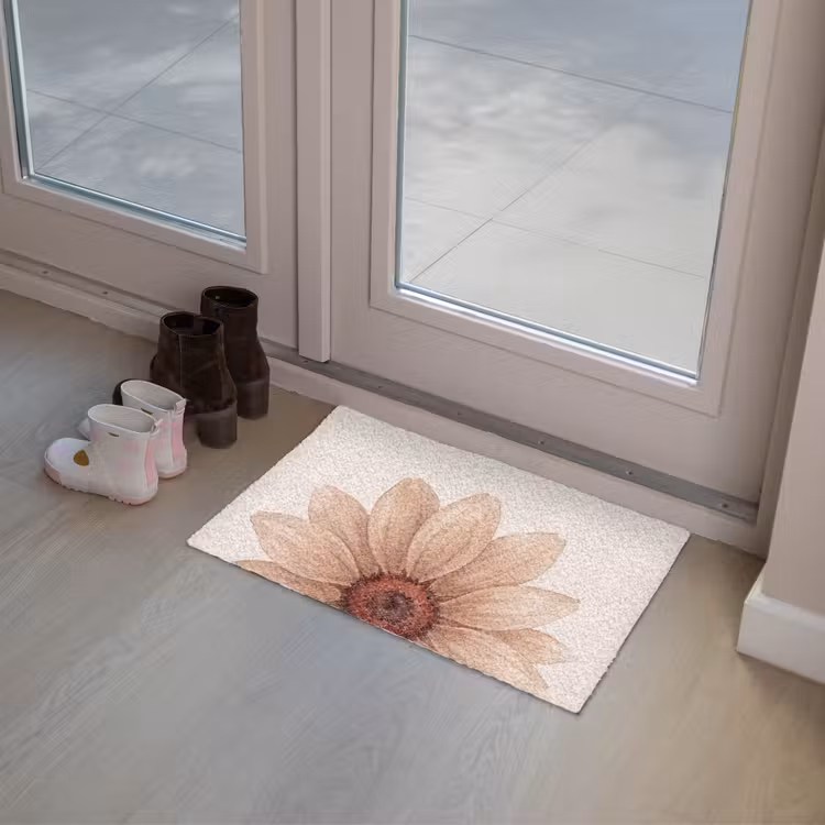 Bloemen - Bloemblad - Natuur - Aquarel - Beige Deurmat klein -sfeer3