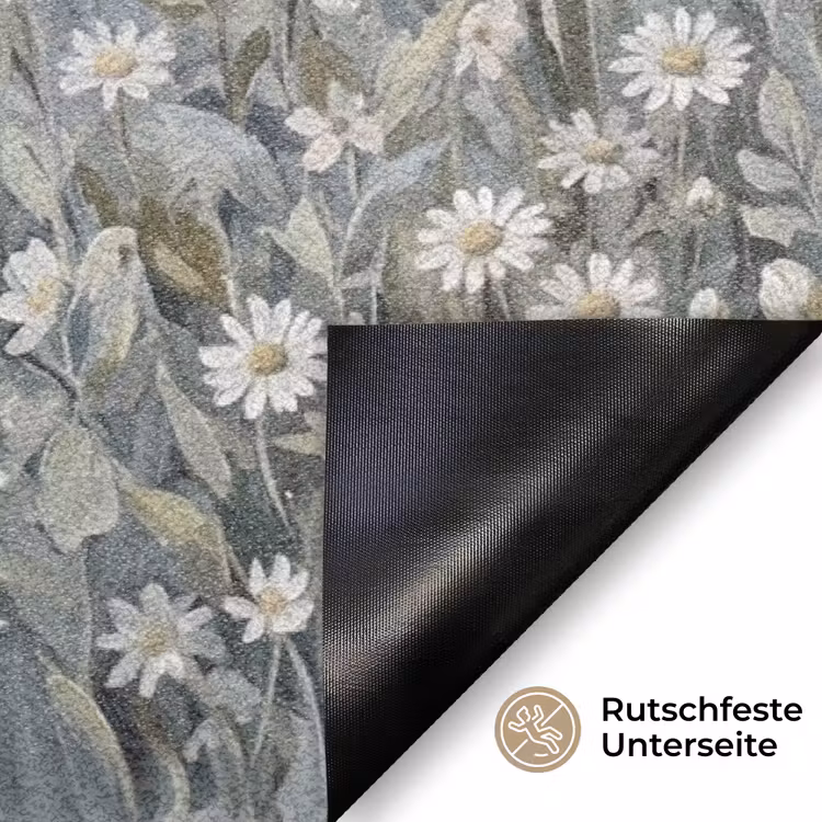 Bloemen - Botanisch - Blauw Deurmat klein -antislip_DE