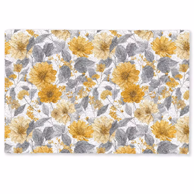 Bloemen - Botanisch - Elegant - Okergeel - Grijs Deurmat klein 898 -zkaufland3d