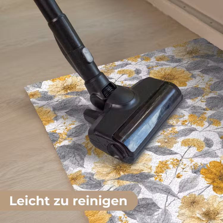 Bloemen - Botanisch - Elegant - Okergeel - Grijs Deurmat klein 898 -reinigen_DE