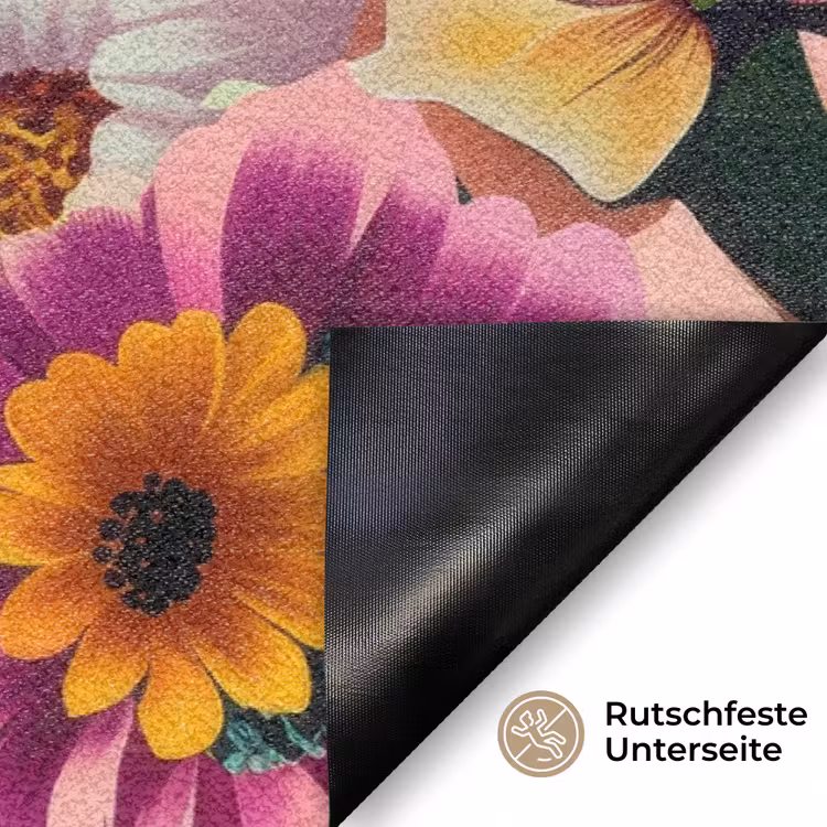 Bloemen - Kleurrijk - Roze Deurmat klein -antislip_DE