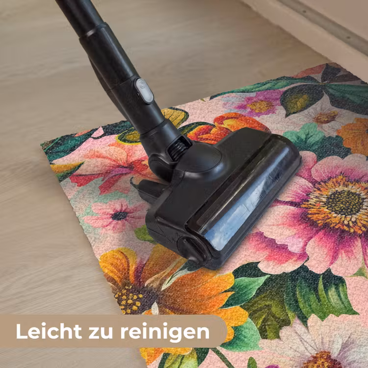 Bloemen - Kleurrijk - Roze Deurmat klein -reinigen_DE