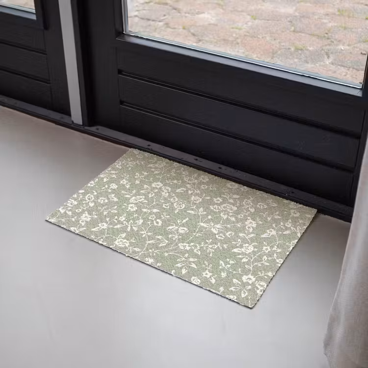 Bloemen - Print - Groen - Wit Deurmat klein -sfeer2