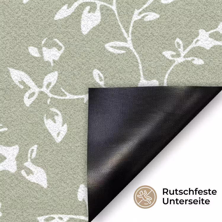 Bloemen - Print - Groen - Wit Deurmat klein -antislip_DE