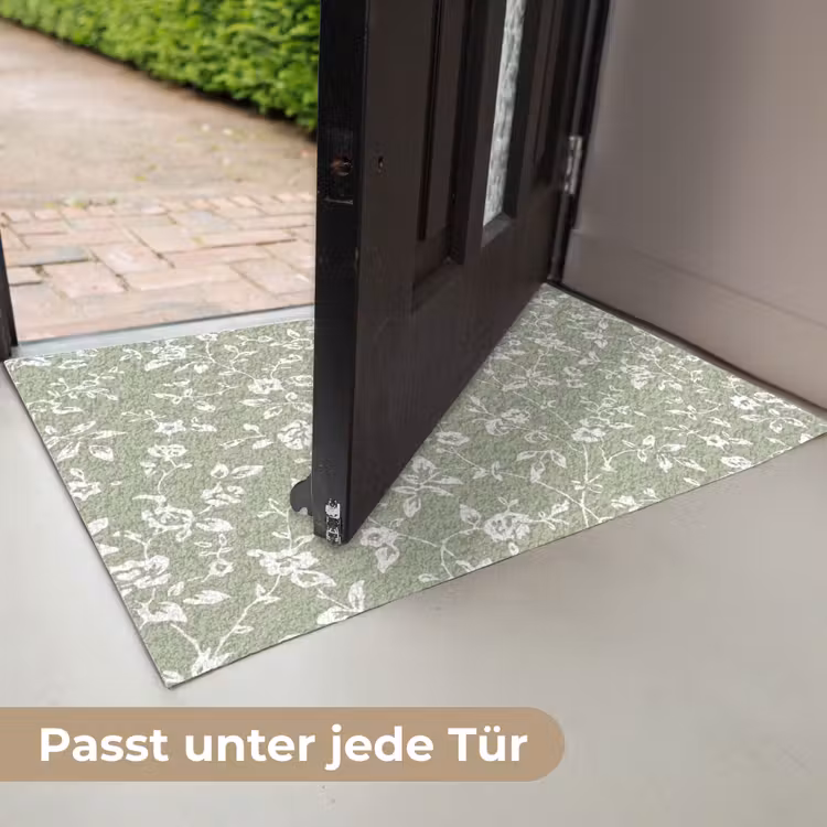 Bloemen - Print - Groen - Wit Deurmat klein -USP_DE