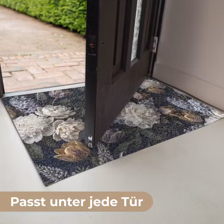 Bloemen - Donker - Elegant - Natuur - Wit Deurmat klein -USP_DE