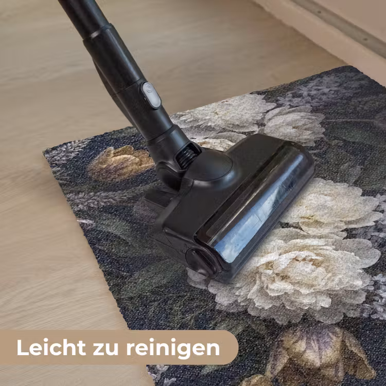 Bloemen - Donker - Elegant - Natuur - Wit Deurmat klein -reinigen_DE