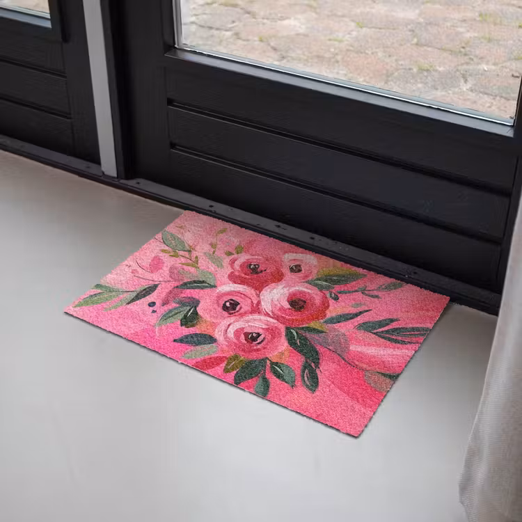 Bloemen - Verf - Roze Deurmat klein -sfeer2