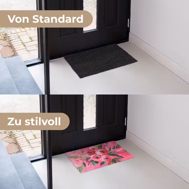 Bloemen - Verf - Roze Deurmat klein -voor-na_DE