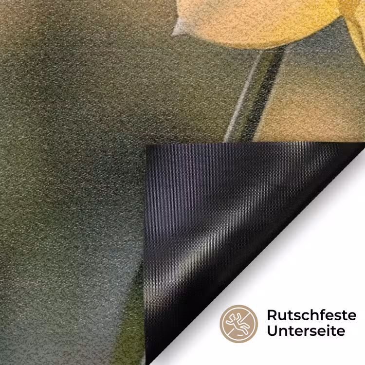 Bloemen - Geel - Wazig Deurmat klein -antislip_DE