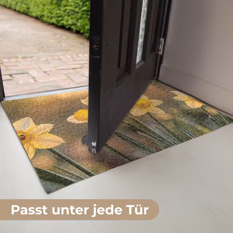 Bloemen - Geel - Wazig Deurmat klein -USP_DE