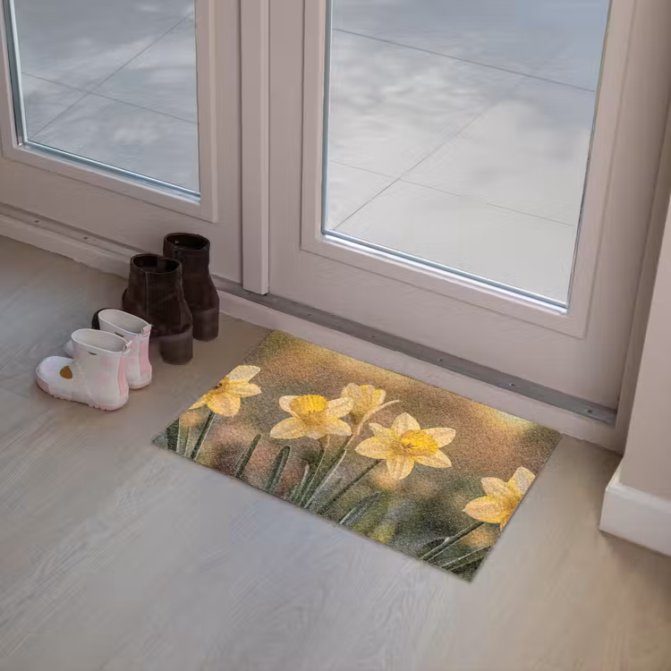 Bloemen - Geel - Wazig Deurmat klein -sfeer3