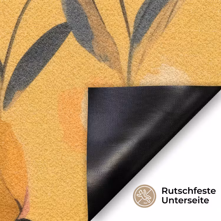 Bloemen - Geschilderd - Geel Deurmat klein -antislip_DE