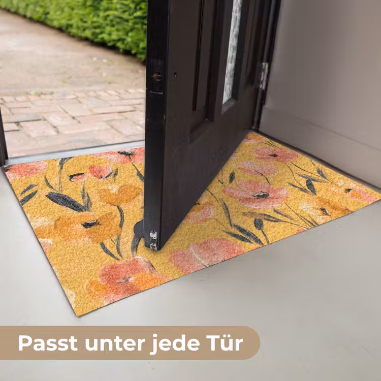 Bloemen - Geschilderd - Geel Deurmat klein -USP_DE