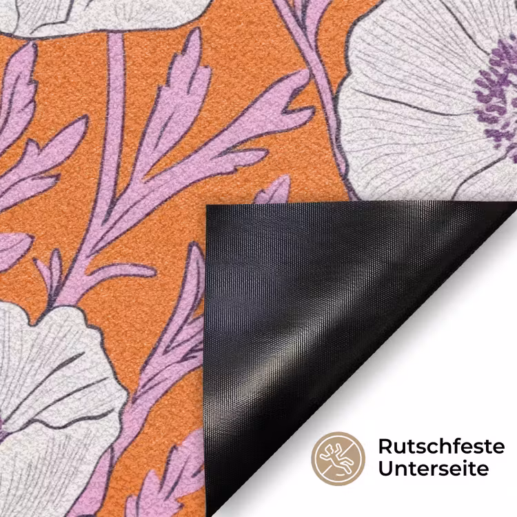 Bloemen - Grafisch - Oranje Deurmat klein 898 -antislip_DE