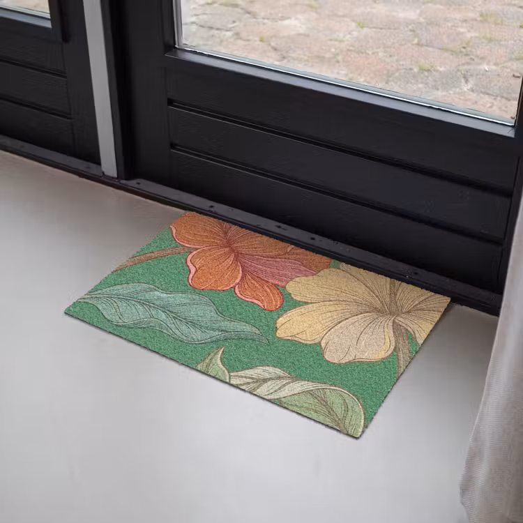 Fußmatte - Blumen – Grün – Illustration - Bloemen - Groen - Illustratie Deurmat klein