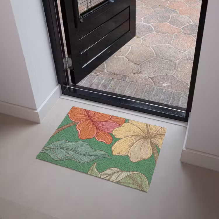 Fußmatte - Blumen – Grün – Illustration - Bloemen - Groen - Illustratie Deurmat klein