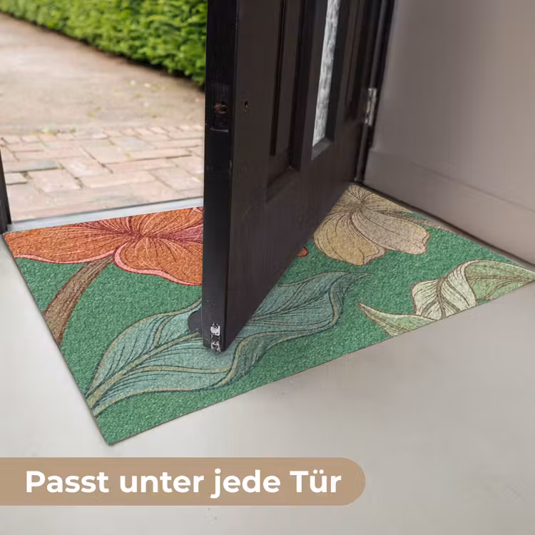 Fußmatte - Blumen – Grün – Illustration - Bloemen - Groen - Illustratie Deurmat klein