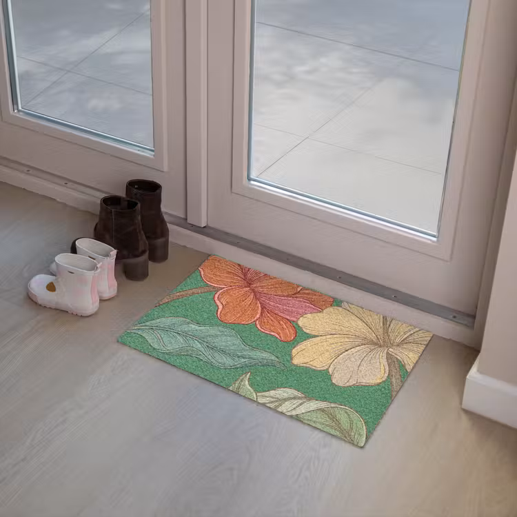 Fußmatte - Blumen – Grün – Illustration - Bloemen - Groen - Illustratie Deurmat klein