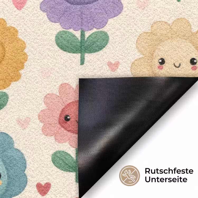 Bloemen - Hartjes - Kleurrijk Deurmat klein 898 -antislip_DE
