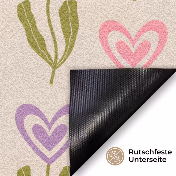 Bloemen - Hartjes - Patroon Deurmat klein 898 -antislip_DE