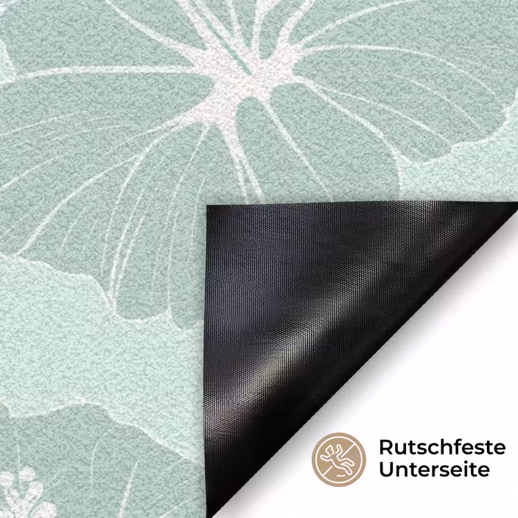 Bloemen - Hibiscus - Mint Deurmat klein 898 -antislip_DE