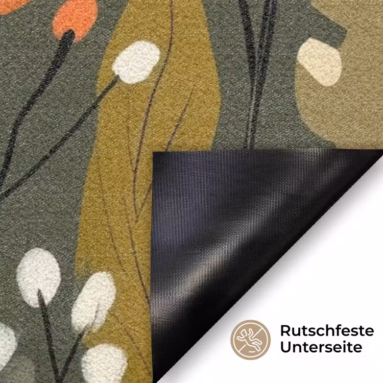 Bloemen - Illustratie - Groen Deurmat klein -antislip_DE