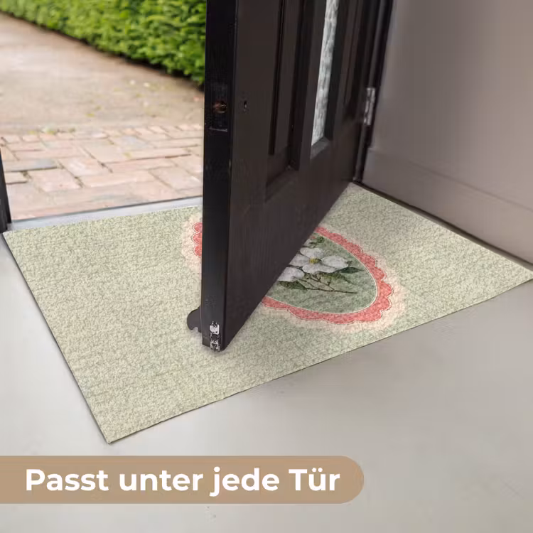 Bloemen - Illustratie - Geruit - Groen Deurmat klein -USP_DE