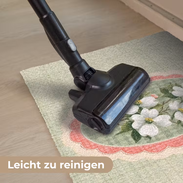 Bloemen - Illustratie - Geruit - Groen Deurmat klein -reinigen_DE